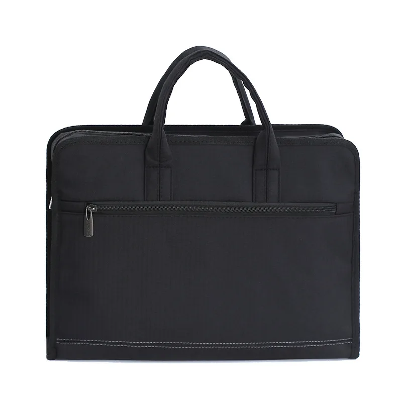 

Qetesh Office Meeting Bag Notebook Briefcase Black Leather Business Bags Briefcases, Customizable
