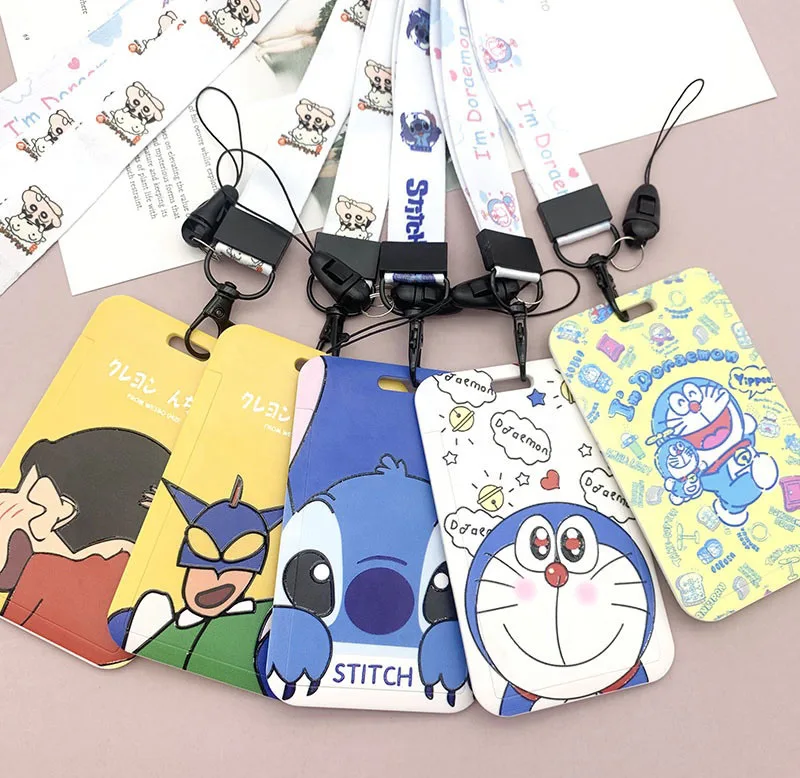 

2022 Cartoon Print Lanyard Key Chain ID Card Badge Holder plastic ID card holder, As shown in the pictures