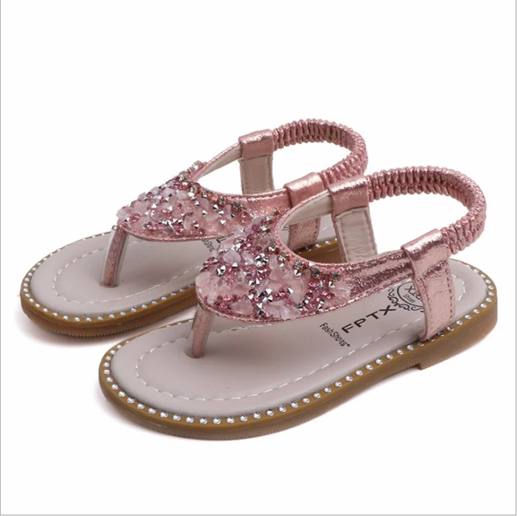 

2021 Korean fashion new pu leather kids shoes girl summer flat sandals