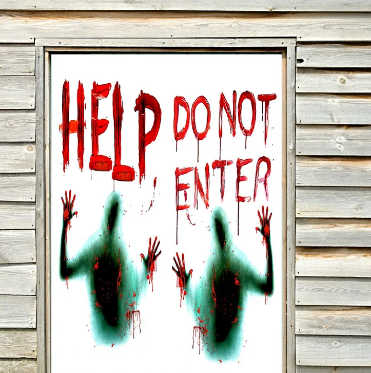 

2021 Hot Sale Amazon Halloween Sticker HELP DONOT ENTER Halloween Wall Sticker