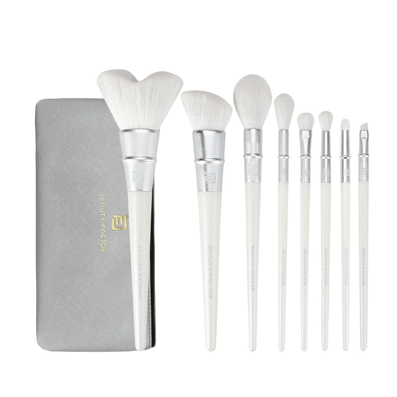 

White Soft Hair Highlight Eyebrow Makeup Brushes Set Private Label Custom Luxury Brush Sets Makeup, As the picture