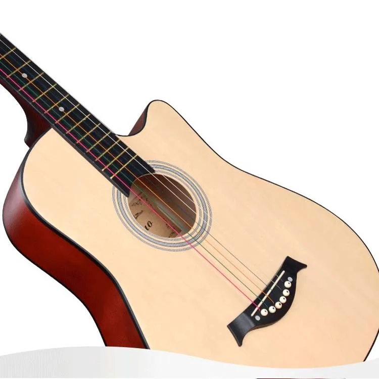 

Wholesale Cheap Price 38 inch colorful Satin linden top student beginner acoustic guitar, Natural/bk/vts/bls/3ts/rds/white/pink/bls