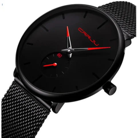

CRRJU 2150 Men Watch Reloj Hombre Top Brand Luxury Quartz Watch Big Dial Sport Waterproof Relogio Masculino Saat, Blue/red/gold