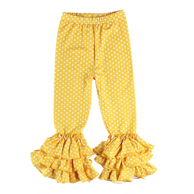
New design wholesales cotton triple ruffle pants for girls Fashion Boutique Pants Leggings Wholesale ruffle pants sew sassy cotton icing legging baby icing ruffle pants