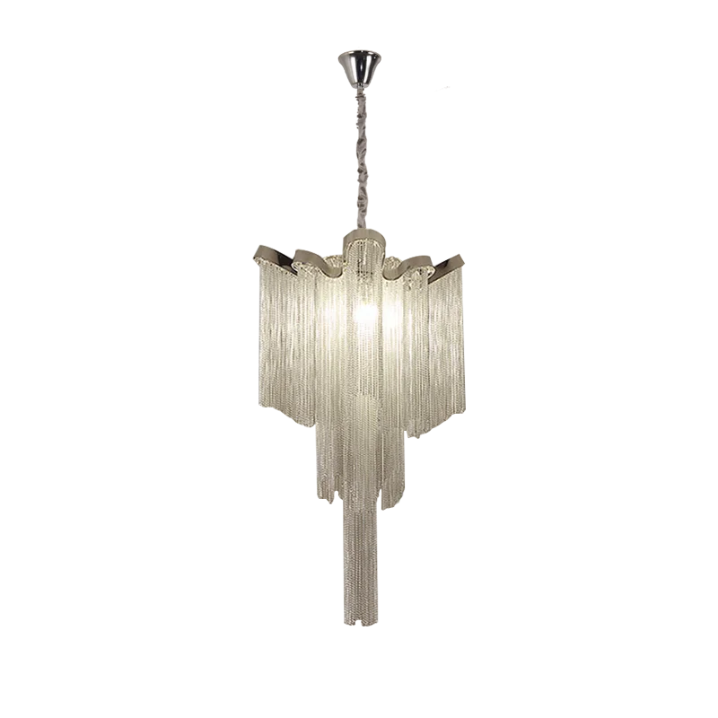 

Diameter 400mm postmodern fringe aluminum chain living room chandelier Italian designer art lamp simple villa dining chandelier