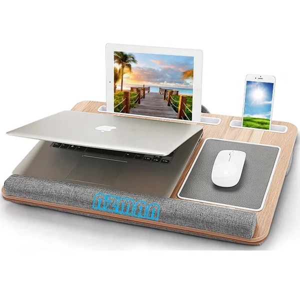 

A21 Lap Desk-17 inches Laptop Desk, Built in Mouse Pad & Wrist Pad for Notebook, MacBook, Tablet, Laptop Stand with Phone holder