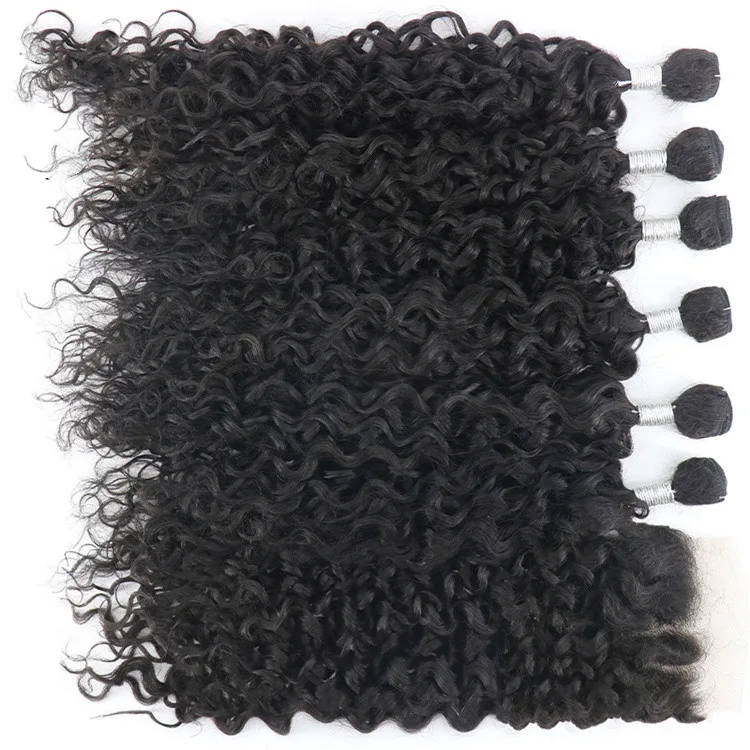 

Water Curly 7 piece long straight wig set