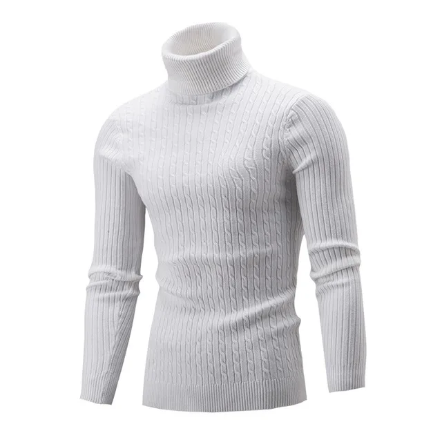 

Winter Mens Sweaters Casual Turtleneck Knitted Pullover Solid Knitted Sweater For Men, Solid cold men pullover sweater