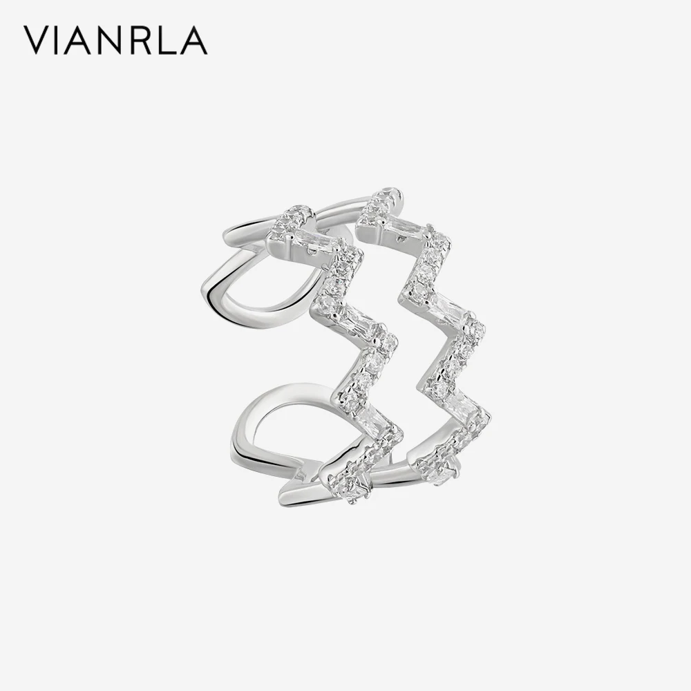 

VIANRLA 925 Sterling Silver Ring Shiny White Zirconia Wave Shape Ring Minimalist Style Nickle Free Laser Logo Support Drop Shipp