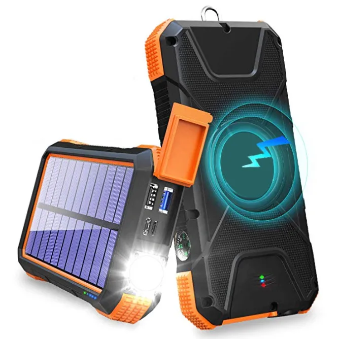 

Custom LOGO small rechargeable wireless mobile charger ultra thin solar energy system charging power bank, Black/green/blue/red/orange