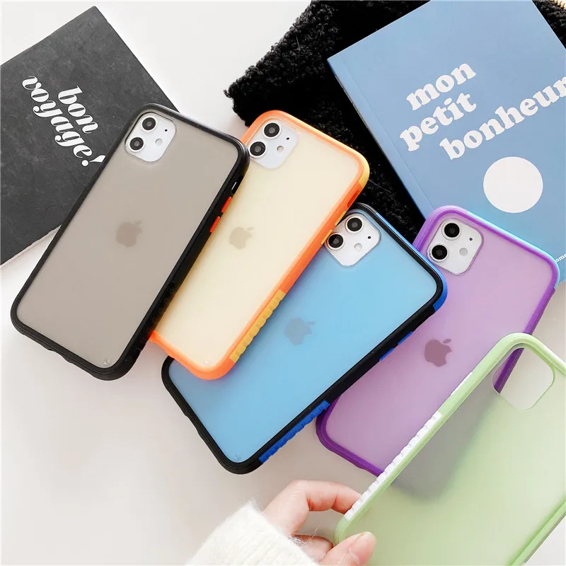 

Shockproof Antiskid transparent matte soft hard phone case for Phone 11 Pro Max XR XS Max 6S 8 7 Plus cute color back cover