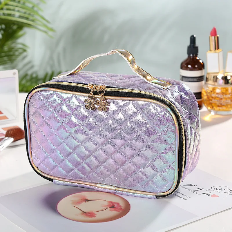 

Lady Professional Make Up Case Yiwu Holographic Cosmetic Traveling Cases Gradient Beauty Make Up Box, As photos