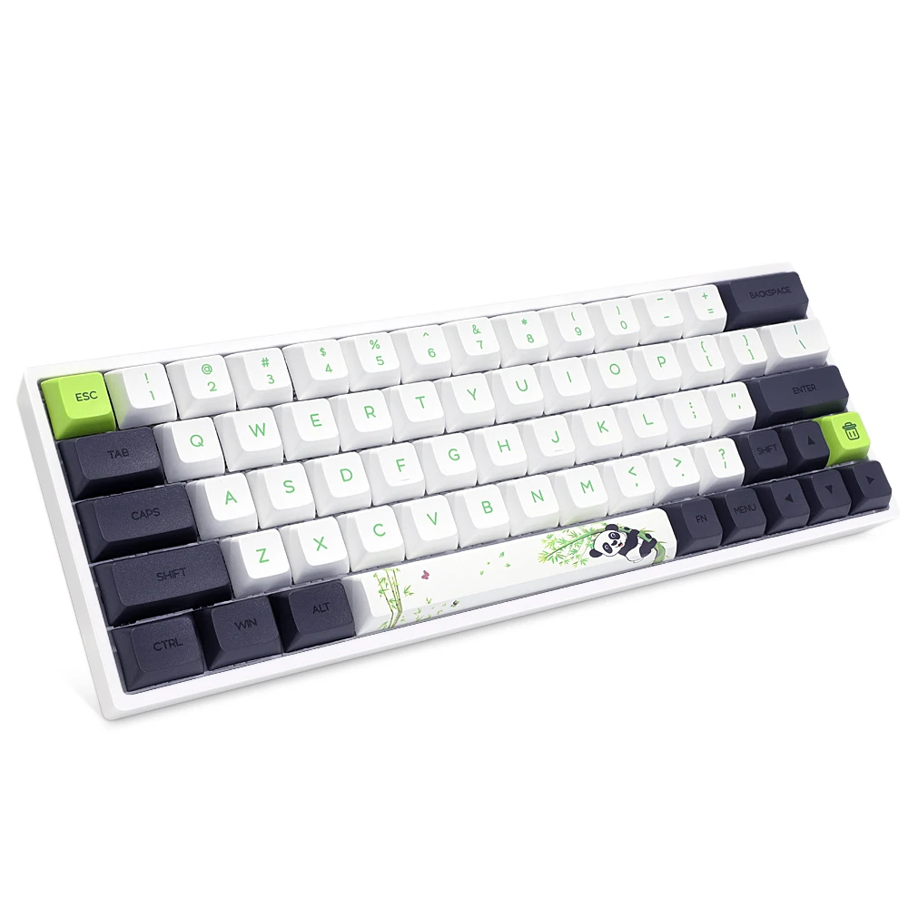 

factory supply SK64 GK64 rgb hotswap Switch PBT panda keycaps wired 60% mini gaming mechanical keyboard, Black/ white