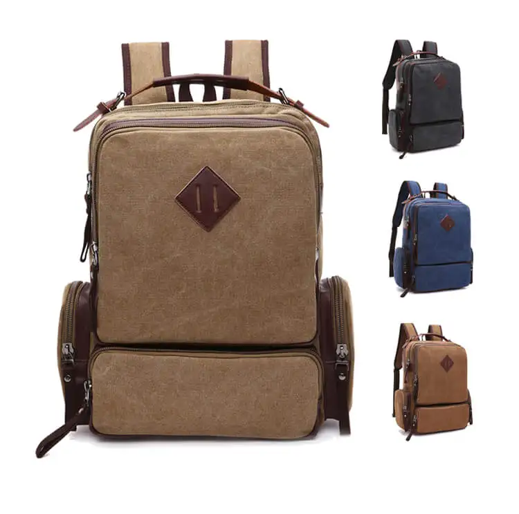 

YS-C023 Custom men women back school bag classic waxed canvas laptop backpack