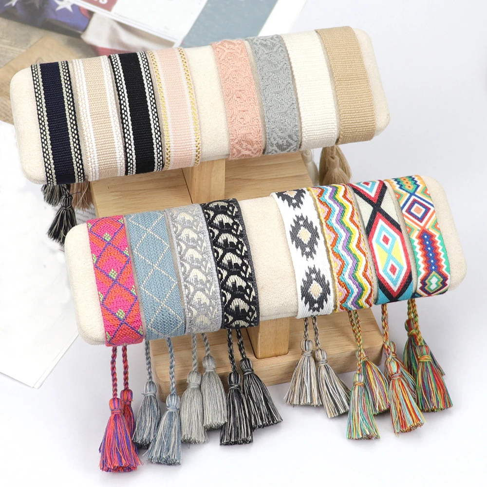 

Wholesale Bohemia Handmade Color Cotton Women Men Woven Lover Gift Tassel Adjustable Friendship Bracelet