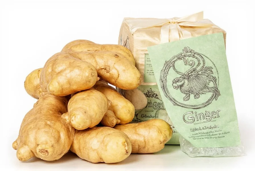 Chef preparing gourmet dish with fresh ginger in professional kitchen