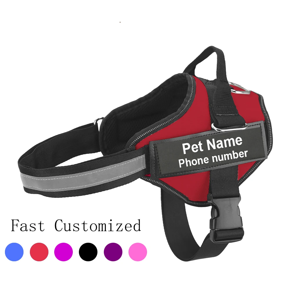 

Blind Drop shipping Dog Harness, Adjustable Pet Harness ,Personalized Dog Names on the patch Factory Sale, Black/blue/geeen/red/pink/rose red