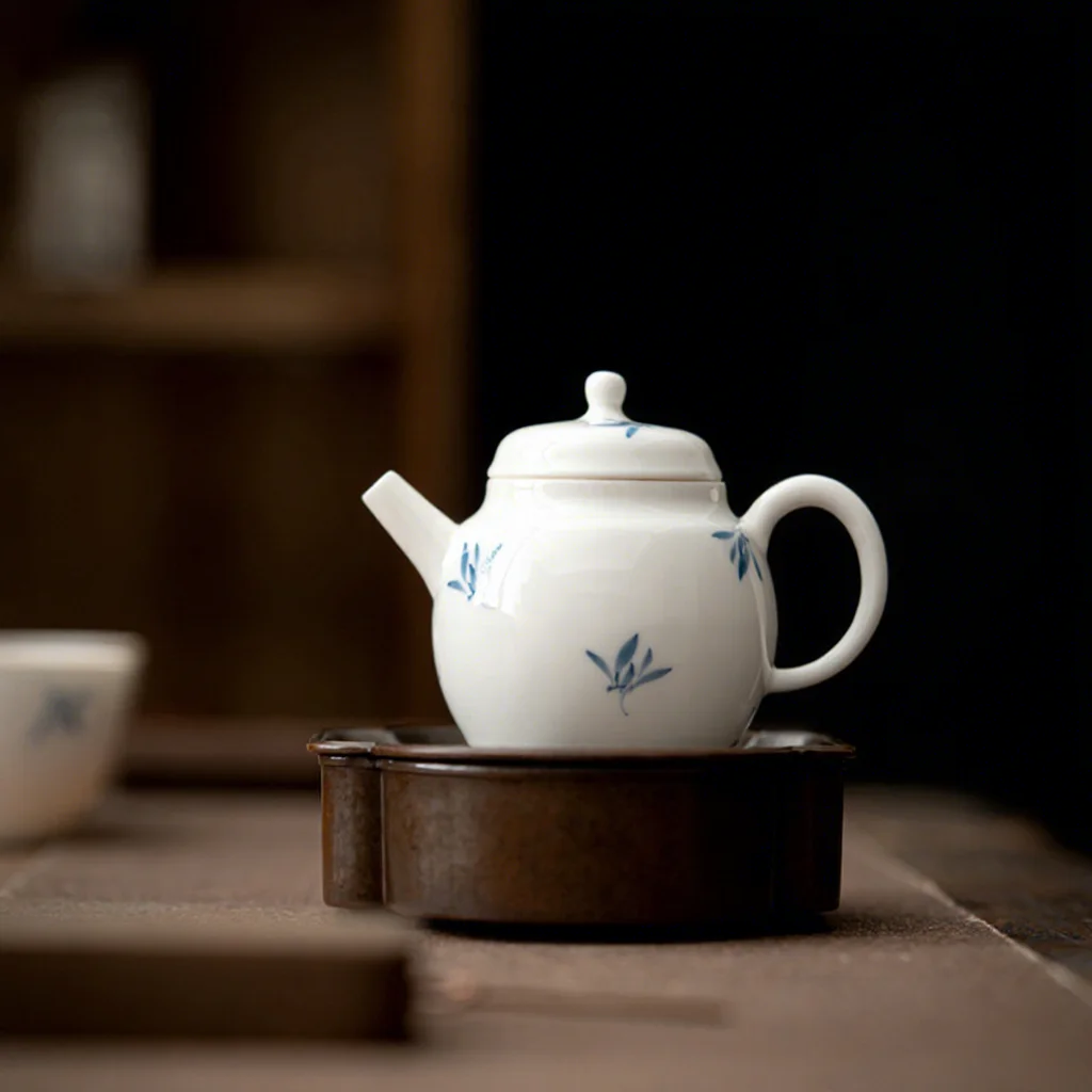 Hand Painted Phalaenopsis Scented Ceramic Tea Set Kung Fu Single Kettle Chinese Simple Household Tea Maker