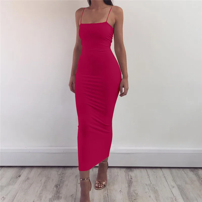 

2021 New Arrivals Fashion Summer Women Clothing Sexy Streetwear Club Night Wear Bodycon Maxi Dresses, As picture