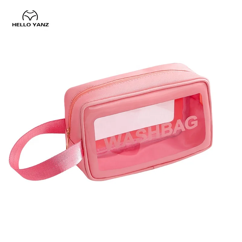 

Women Transparent Clear Zipper Makeup Bags Organizer Bath Wash Make Up Toiletry Pouch Travel PVC Cosmetic Bags, Black/white