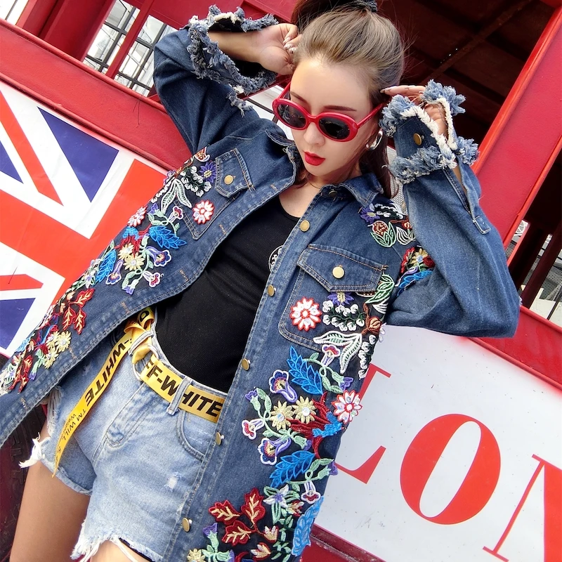 

2020 new arrivals autumn collection fashion brand embroidery oversize hip-hop ladies denim jacket