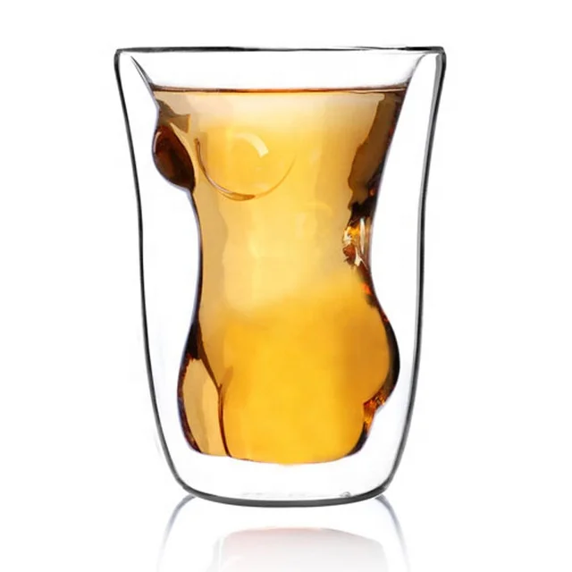 

Creative double glass beauty shape cocktail glass beer glass