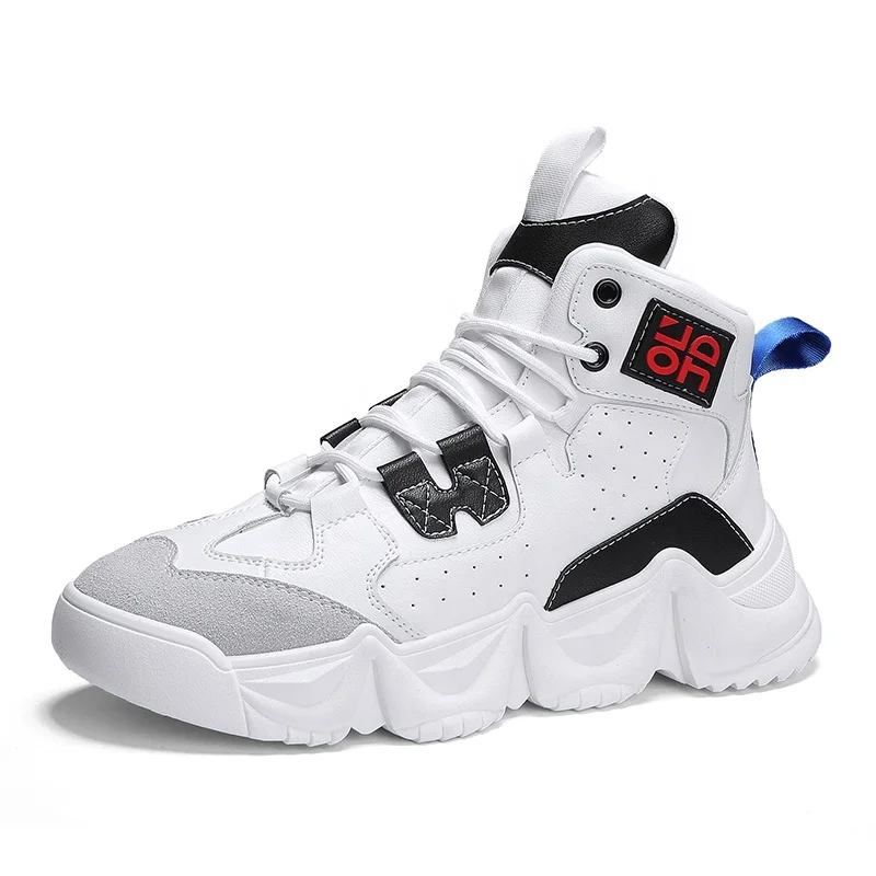 
Custom Brand Cheap 2019 New High Top Fashion Sneaker For Men Leather Upper Breathable Walking Shoes Thick Bottom L-1571 