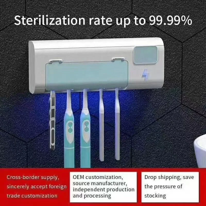 Light Box Uv-c Clean Disinfection Bathroom Holder Wall Mounted Sterilizer Timing Uv Toothbrush Sanitizer