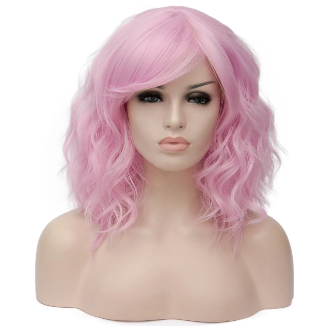 

Classic Instant Noodle Curly Wig Oblique Bangs Short Wig, Picture