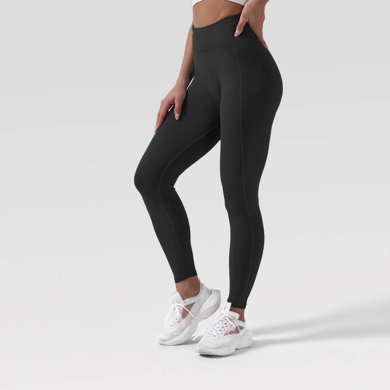 

Female High Elastic Joggers Leggings Sports Yoga Pants Slim Track Trousers Solid Colour Seamless Athletic Wear