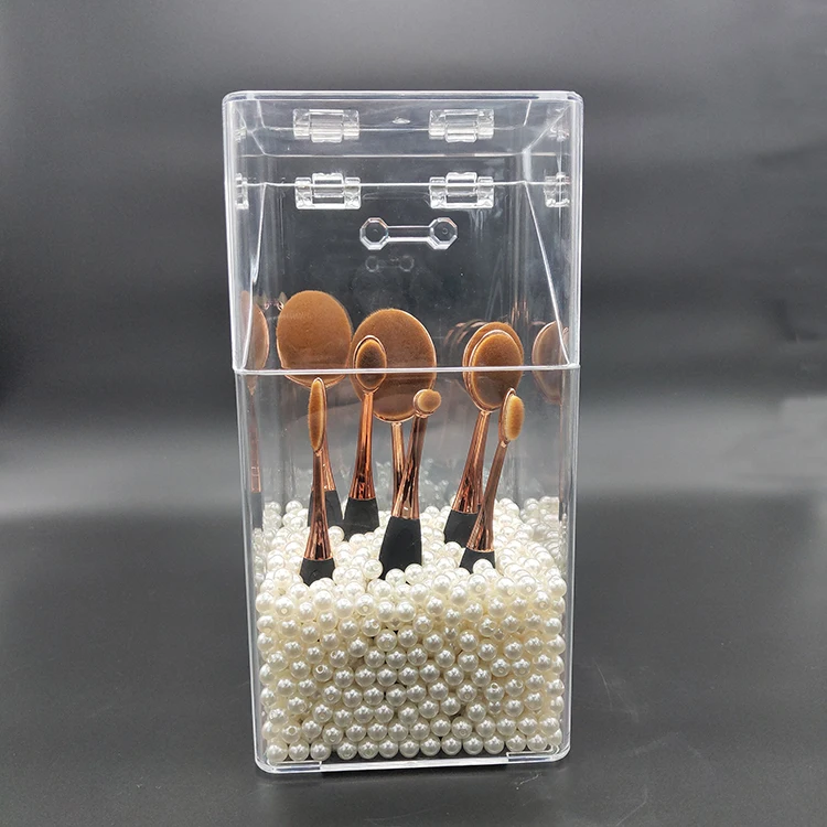 Hot Sales Clear Acrylic Make Up Brush Holder With Lid