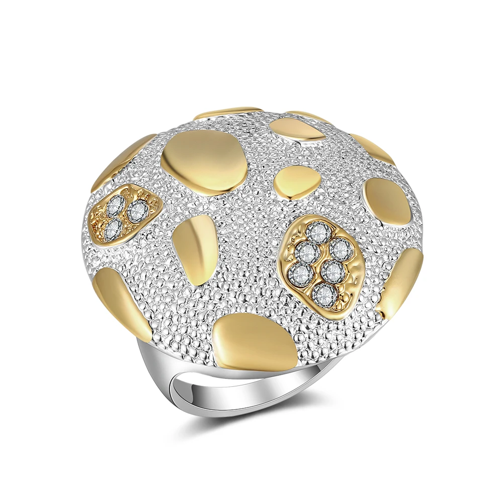 Mytys Fashionable Round Shaped Two Tone Big Round Finger Ring for Women and Men R2041
