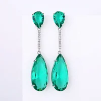 

Charming Water Drop Filled AAA Cubic Zircon Green Crystal Stone Drop Earrings For Women