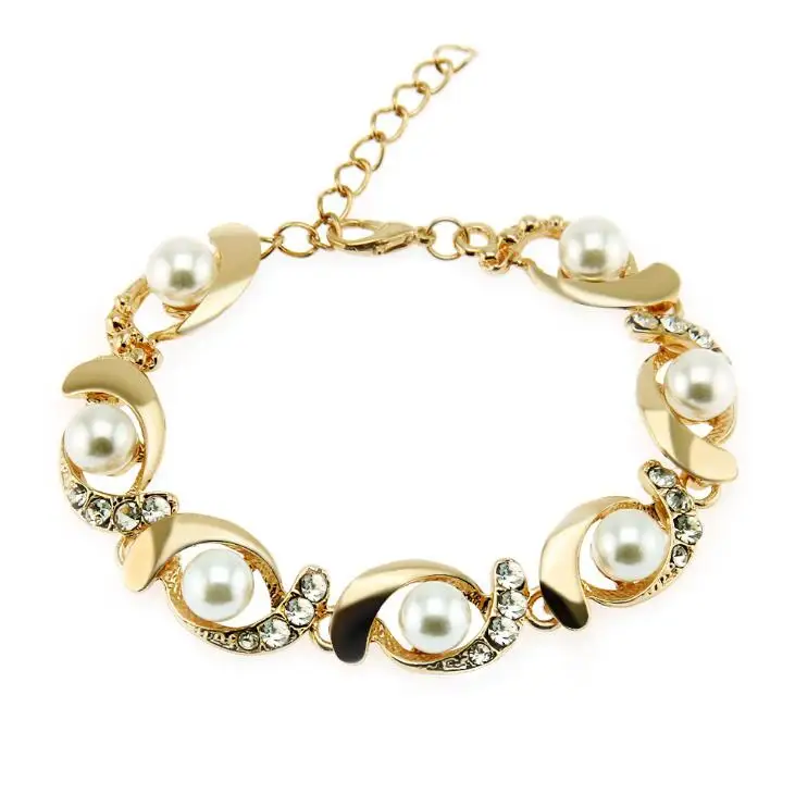 

Fashion CZ Diamond Pearl Bracelet Creative Women Personality Interval Beaded Bracelet Adjustable Gift Jewelry