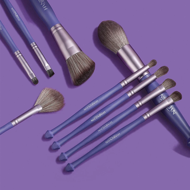 

Wholesale 9 Pieces Makeup Foundation Brushes Beauty Tools Professional Purple Makeup Brush Set, As picture