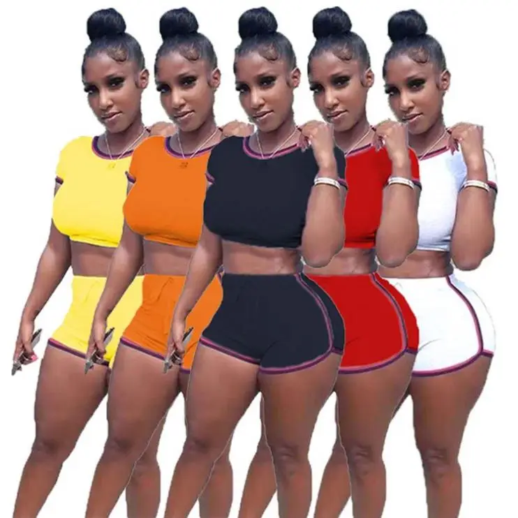 

Hot Onsale Osina Women Clothes Summer Casual Crop Top And Short Pants Sports Suit Outfits kadin setleri Women 2 Piece Set