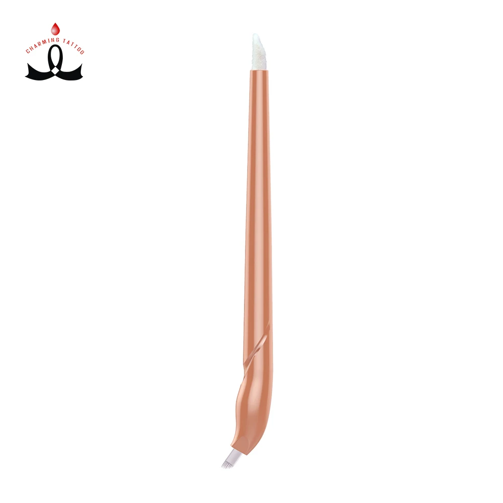 

Private Label Champagne Color Disposable Microblading Eyebrow Pen Shaping Brow Manual Hand Tool manual tattoo with changeable