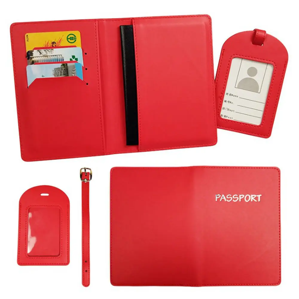 

Wholesale or Custom pu leather travel holder passport cover with luggage tag set