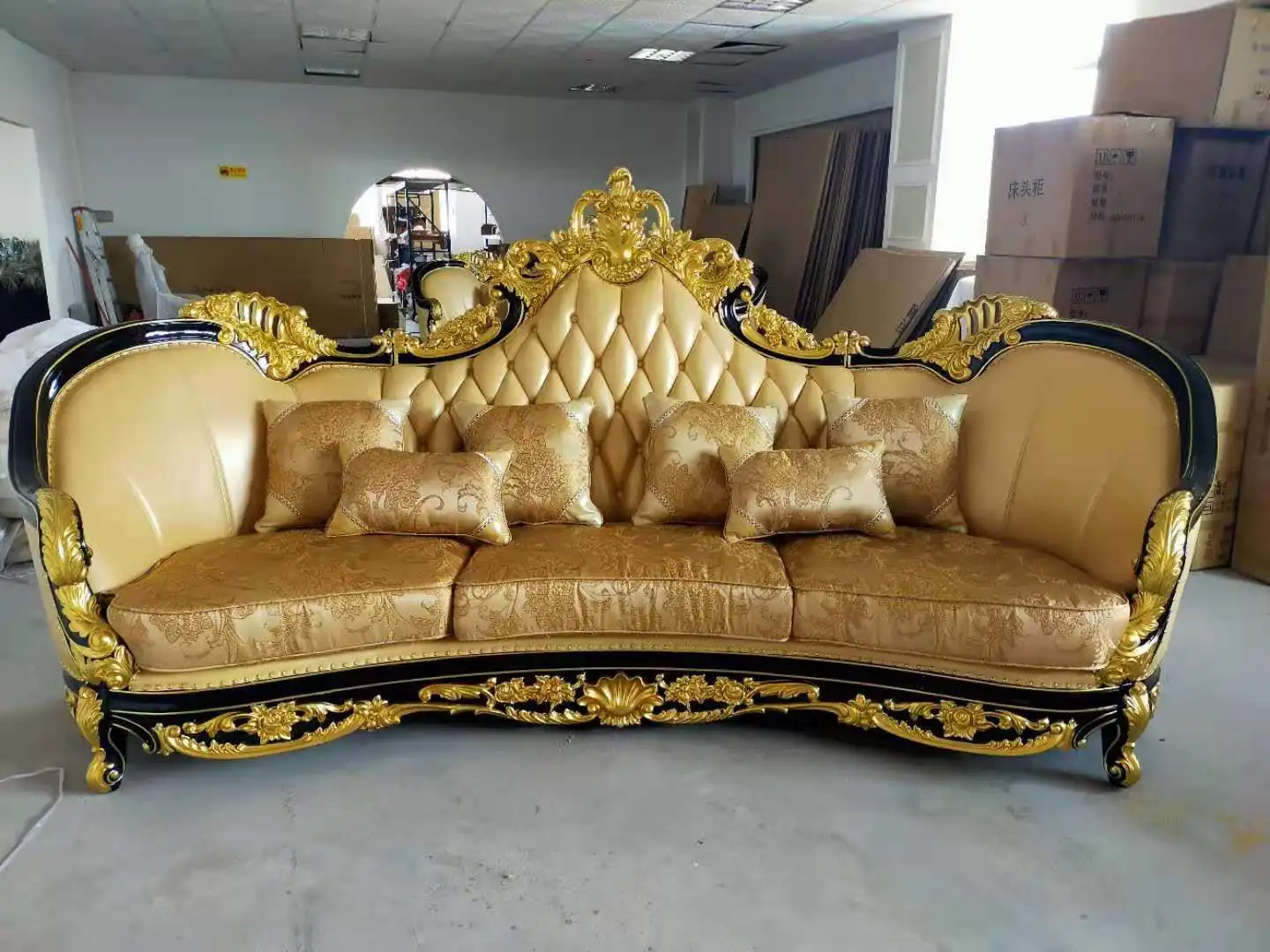 Italian classical luxury living room furniture wood carved royal sofa set