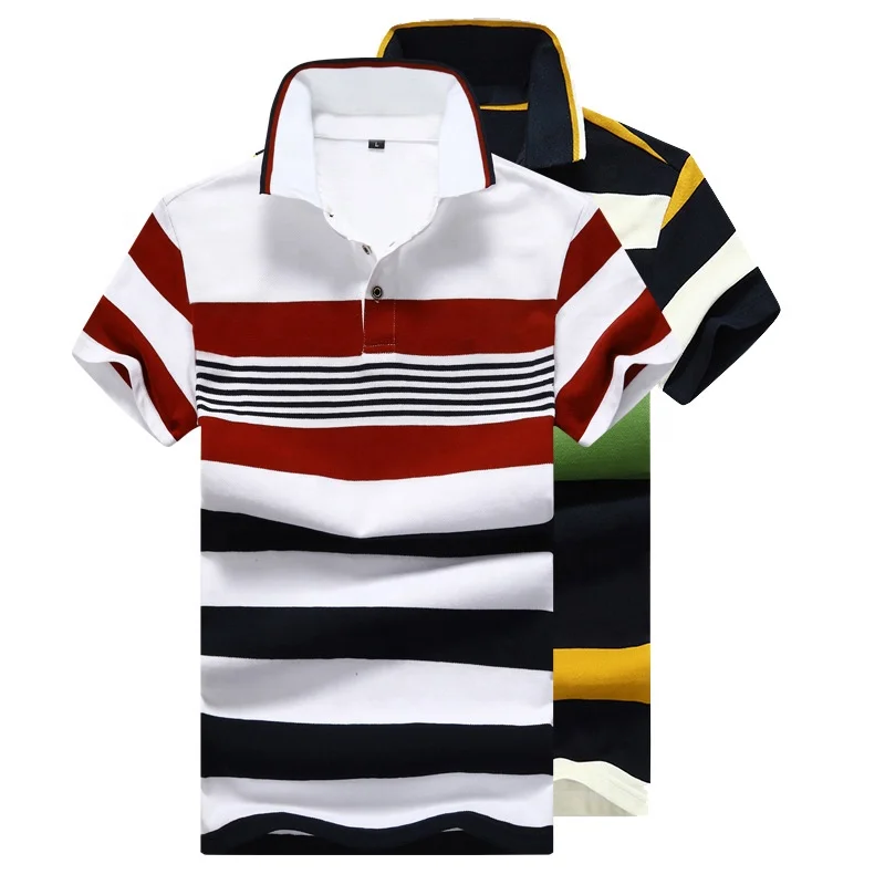 

2021 New arrival Men's shirt plus size Hot selling Men summer business fashion stripe polo short t shirt with wholesale price, Color