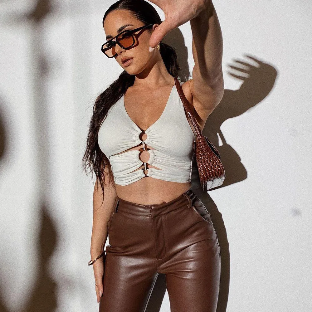 

Basic Hollow Out Black White Sports leisure Tank Active Wear Crop Tops Women's CLothing Summer Vest Urban Camis Female