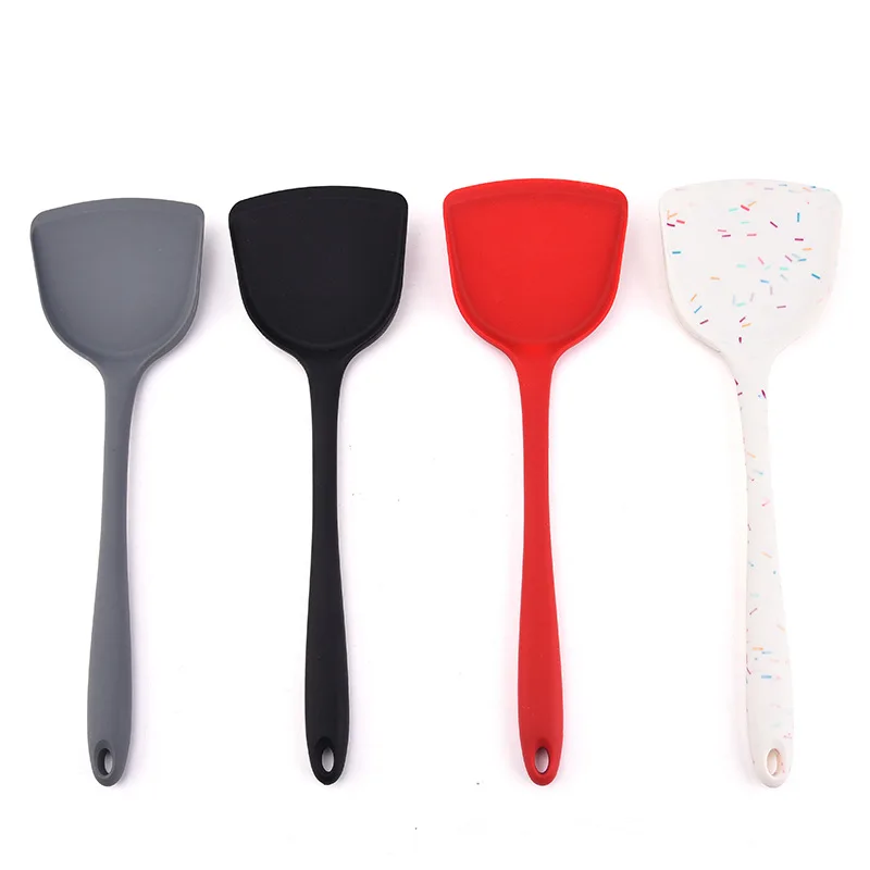 

Hot sell Non Stick pan over-mold black red grey silicone turner spatulas kitchen utensils turner, Customized