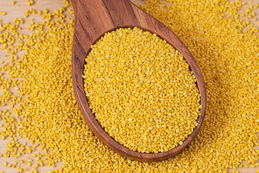 Mustard plants in field with close-up inset showing seed pods ready for harvest