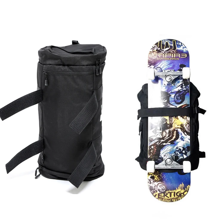 

men's and women' large capacity double shoulder boarding luggage bags portable sports fitness skateboard bags, Black