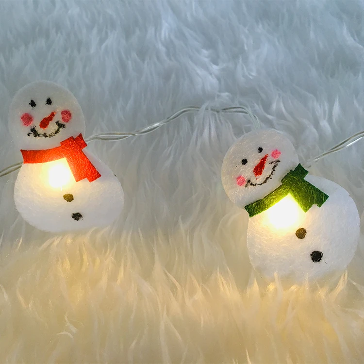 China New Year Decoration Non-woven Scarf Snowman Plastic Led Light String In Room