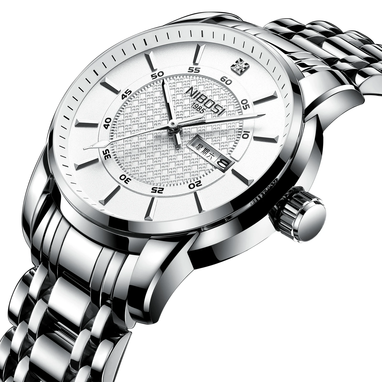 

Full Silver Stainless Steal Simple Business Men Watch