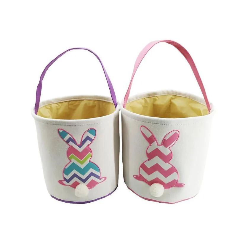 

Outdoor Easter Basket Wholesale Colorful Canvas Monogrammed Chevron Bunny Easter Bucket For Kids