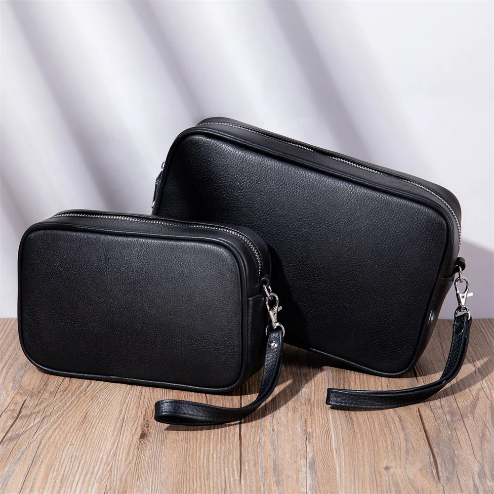 

Marrant 7479 mini geometric make up bag genuine leather cosmetic bags, Black