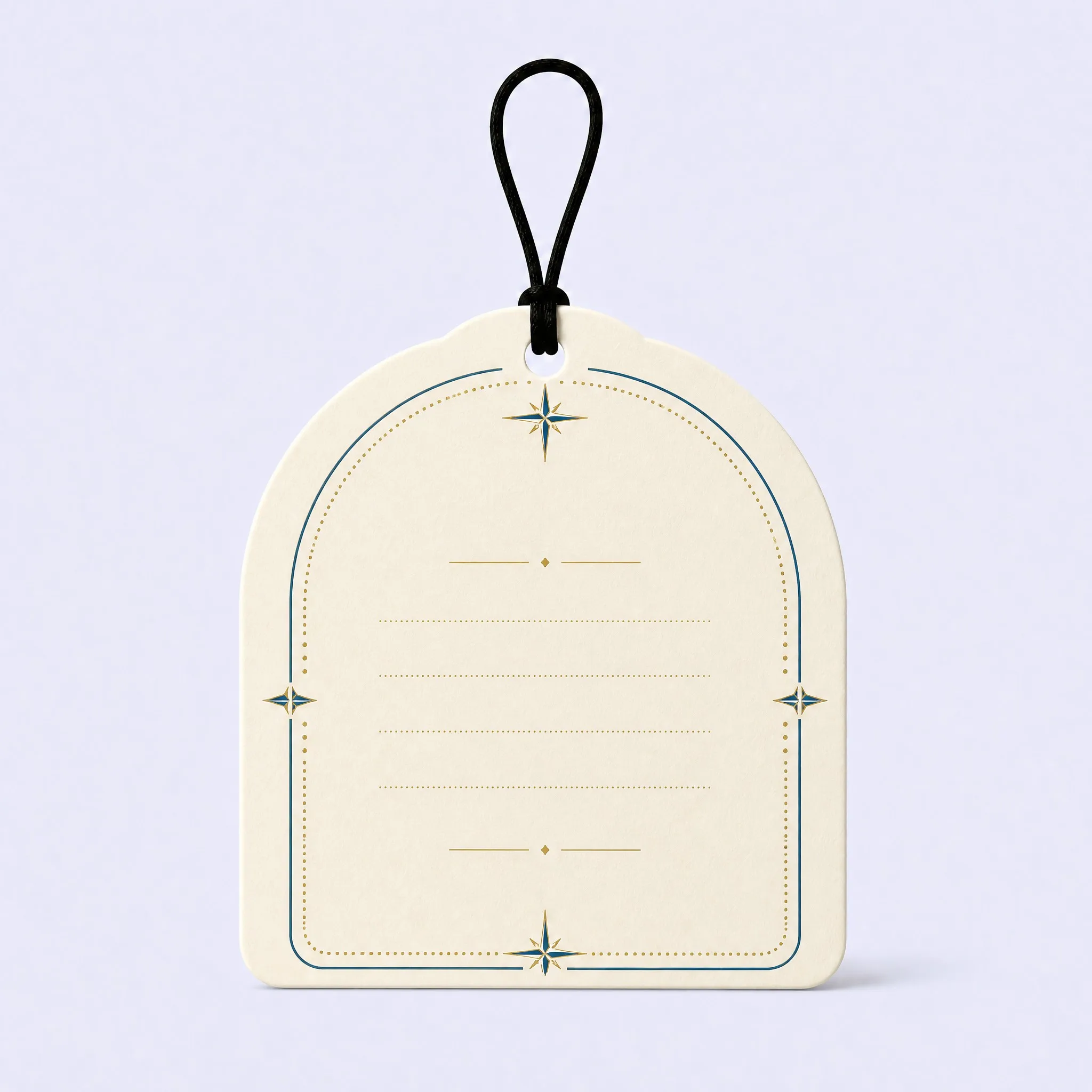 Back View of Ocean Wave Scented Hang Tag with Dotted Writing Lines and Star Accents
