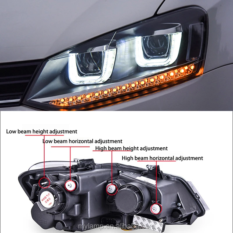 2 Pieces For Volkswagen Polo Mk5 Vento Cross Polo Led Head Lamp 2011